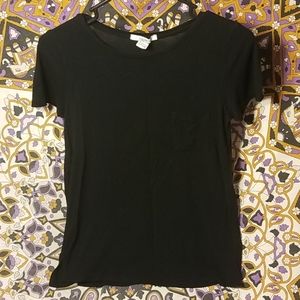 Plain Black Chest-Pocket T-Shirt